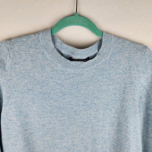 Banana Republic Blue Filpucci Wool Cashmere Blend Bow Cuff Sweater sz L *flawed* - Picture 3 of 11